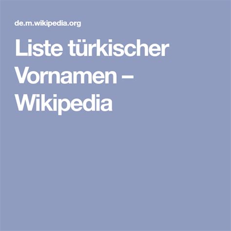 Liste türkischer Vornamen – Wikipedia